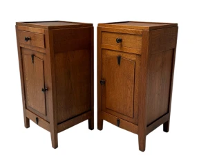 Two Art Deco Amsterdamse School Nightstands or Bedside Tables, 1920s